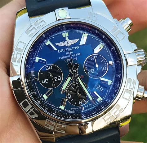 breitling blue face|breitling chronomat 44 blue dial.